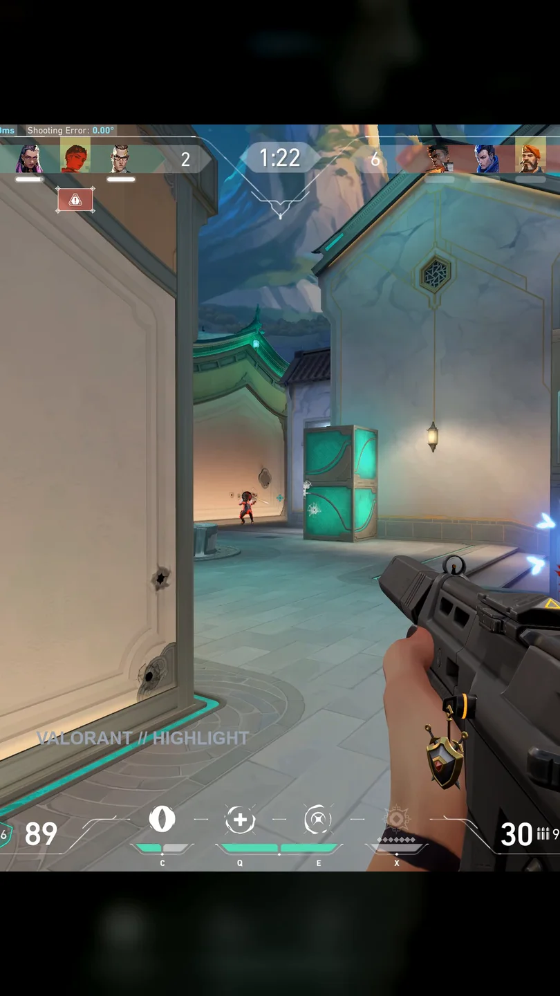 Beat 2 of the finished edit at 00:06: a corridor with an opponent in the distance.